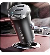 USB C Car Charger, 3-Port 72W Dual USB-C Car Power Adapter PD/QC Fast Charging Cigarette Lighter ...