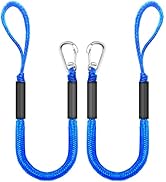 Bungee Dock Line for Boats – 3ft Elastic Mooring Rope with Stainless Steel Clip – Quick Dock Tie ...