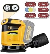 IRONFIST Brushless Random Orbital Sander for Dewalt Battery, Cordless Max 13500RPM 6 Speeds, 5” E...