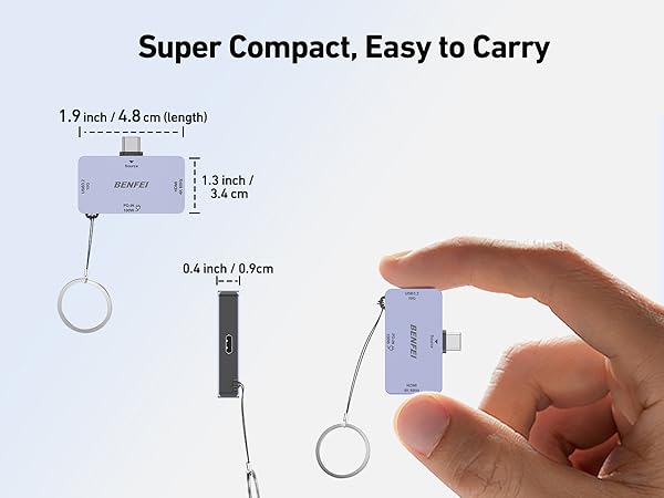 BENFEI USB C Hub 3-in-1, Super Compact, USB-C to HDMI 4K@60Hz, 10Gbps USB-A, 100W Power Delivery