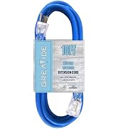 GREATIDE 10 Ft Lighted Outdoor Extension Cord - 12/3 SJTW Heavy Duty Extension Cable with 3 Prong...