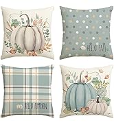 AVOIN colorlife Hello Fall Hello Pumpkin Throw Pillow Covers, 18 x 18 Inch Autumn Thanksgiving Ha...