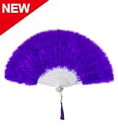 EOSAU Marabou Feather Fans Handheld, 1920s Vintage Gatsby Style Flapper Folding Hand Fan Foldable...