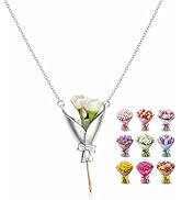 Roe Dolph Flower Bouquet Necklace Flower Holder Necklace Pendant Creative Floral Vase Necklaces K...