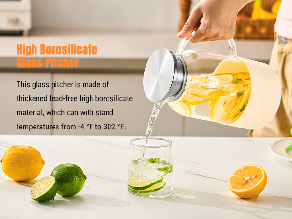 High Borosilicate Glass Pitcher Suitable for water ranging from -4° to 304