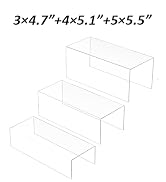 Sezanrpt Acrylic Risers Display Stands 3pcs, Rectangular Display Risers 3 Steps, Clear Acrylic St...
