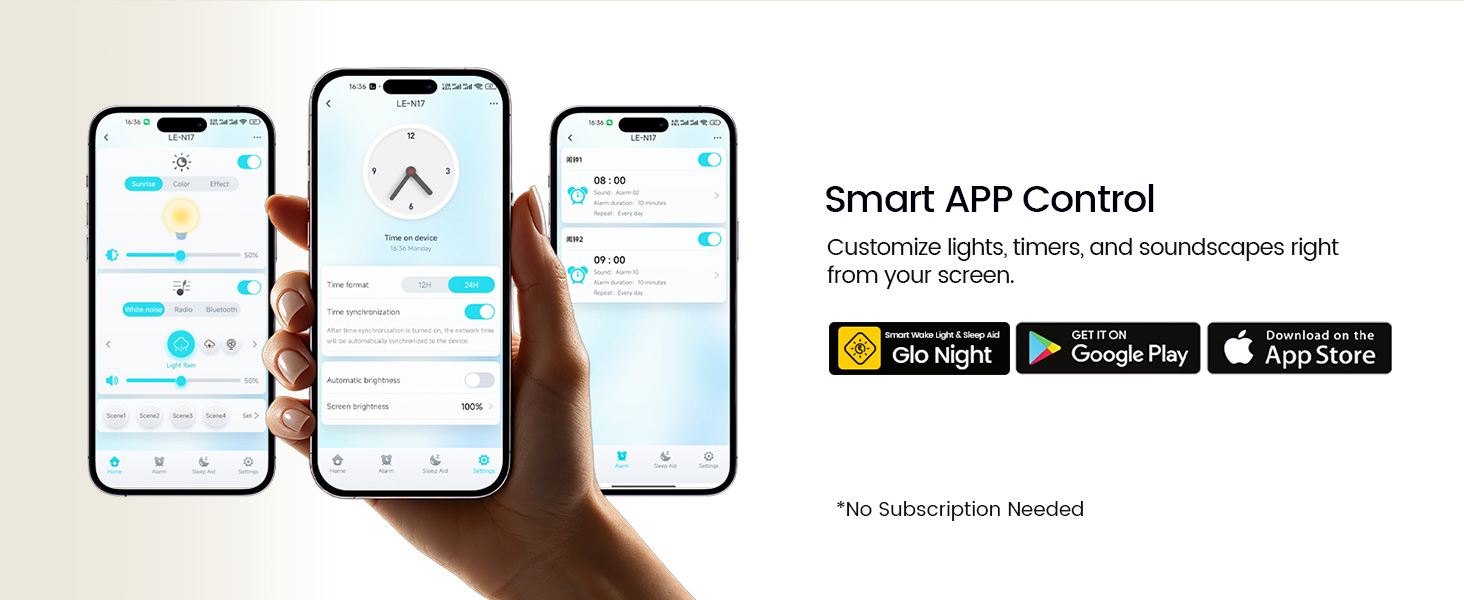 Glocusent N17 Sunrise Alarm Clock with Smart APP Control