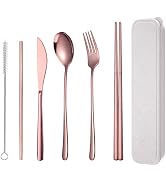 AARAINBOW 6 Pieces 18/8 Stainless Steel Flatware Set Portable Reusable Cutlery Set Travel Utensil...