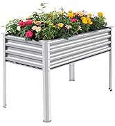 Land Guard Galvanized Raised Garden Bed with Legs, Galvanized Planter Raised Garden Boxes Outdoor...