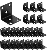 25Pack 1.5'' L Right Angle Brackets with Slot, 2 MM Thickness Black Stainless Steel Brackets for ...