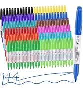 Affisure 12 Colors Permanent Markers, 144 Pack Permanent Markers, Assorted Colors Marker,Fine Poi...