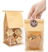 Bake Choice 50 Pcs Small Cookie Bags with Seal, 3.9x3.1x8.2 Inches Tin Tie Tab Lock Bakery Bags w...