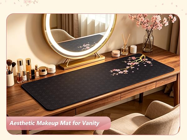 Cherry blossoms Aesthetic Makeup Mat For Vanity