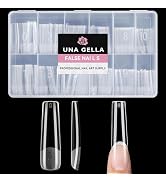 UNA GELLA Nail Tips Square XXL Full Cover Pre-file Long Square Straignt Gel Nail x Tips No C Curv...