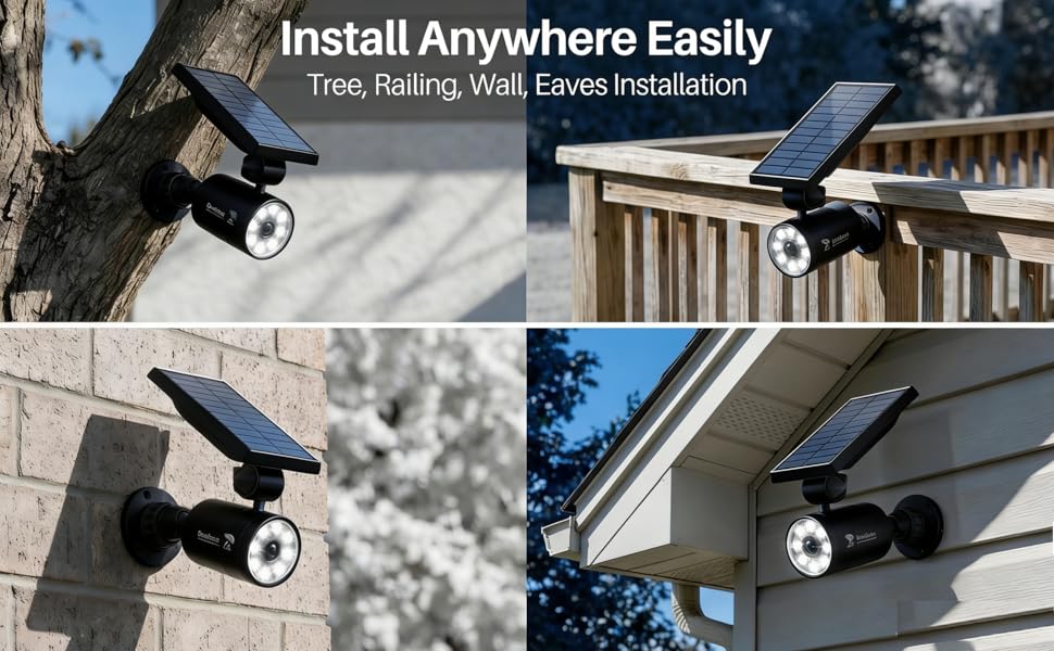 Solar Lights on The Security Camera. No wiring/screws