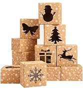 Naler 18PCS Christmas Brown Bakery Boxes, Cookie Boxes with Windows Treat Boxes Small Gift Boxes ...