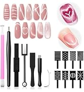 modelones Cat Eye Magnet Set, 15PCS French Cateye Gel Nail Polish Magnet Nail Art Tools Set Heart...