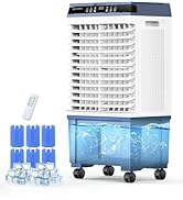 Air Choice Portable Evaporative Air Cooler, 1800 CFM Swamp Cooler with 6 Ice Box & 5.3 Gal Water ...