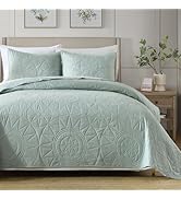 HORIMOTE HOME Quilt Set Queen Size(90" x 96"), Sage Green Lightweight Summer Bedspreads Coverlet ...