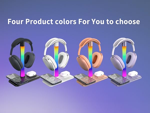 Headphone Stand with Wireless Charger & RGB Light