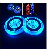 2PCS LED Car Cup Holder Lights 7 Colors Changing USB Charging Mat Waterproof Cup Pad, Car Gifts f...