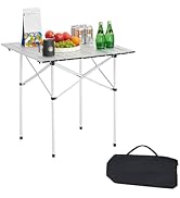 VEVOR Folding Camping Table, Portable Roll Up Side Tables, Lightweight Aluminum Table for Outdoor...