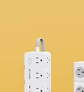 DEPOW Power Strip Surge Protector with 5FT Braided Flat Extension Cord, Wall Mount Charging Stati...
