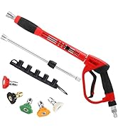 Tool Daily Pressure Washer Gun with 3/8” Swivel Quick Connector, Replacement Wand Extension, 5 Sp...