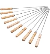 16 inch Kabob Skewer with Wood Handle for BBQ Camping Cookware Campfire Grill Cooking,Stainless S...