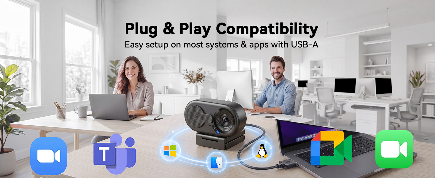 Wide Compatibility EMEET C100 1080P webcam for laptop