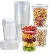 FULING [44 Sets - 32 oz. Plastic Deli Food Storage Soup Togo Containers With Airtight Lids Clear ...