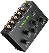 LiNKFOR 4 Channel Stereo Audio Mixer CX400 Metal Shell Support RCA Input and Output Mini Passive ...
