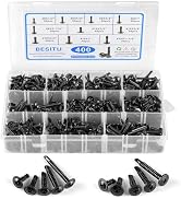 Besitu 400PCS Self Tapping Screws, 410 Stainless Steel Self Drilling Screws #8#10 Black Oxide She...