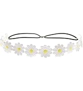 Daisy Flower Headband Sunflower Hippies Crown Hair Wreath Bohemian Floral Headpiece for Spring To...