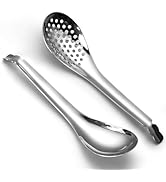 AYFDISHS Spherification Spoon and Stainless Steel Slotted Spoon for Caviar, Egg Whites and Yolks ...