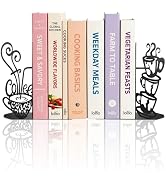 ENCIMART Metal Bookends Creative Coffee Bookends Decorative Cute Kitchen Book Ends for Shelves Bo...