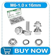 Yinpecly 25 Sets M6-1.0 x 16mm Flanged Hex Head Bolts Kits, M6 Flange Hexagon Screws and Nuts,Fla...