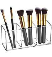 Tbestmax Makeup Brush Holder Organizer Clear Cosmetic Brushes Container Storage 3 Slots - Great f...