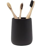 Yew Design - Matte Black Toothbrush Holder for Bathroom - Toothpaste Holder and Cup
