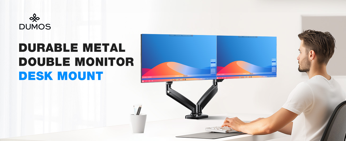 Double monitor desk mount
