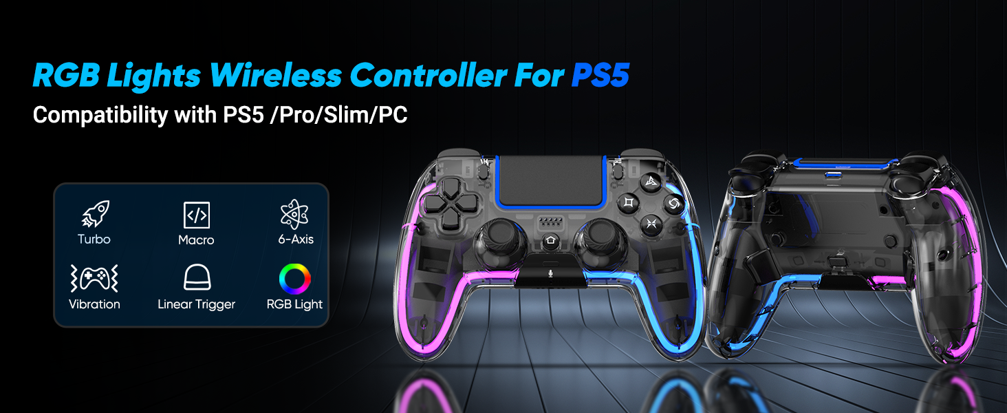 RGB wireless controller for ps5