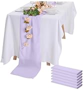 Peomeise 6pack Chiffon Table Runner 14X108 Inch Sheer Wedding Runner,Romantic Lavender Sheer Fabr...