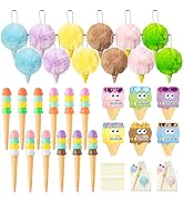 TICIAGA End of School Year Ice Cream Gift Set - 12 Set Summer Fluffy Pom Pom Classroom Prize with...