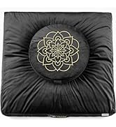 Hihealer Meditation Cushion Set Large Velvet Floor Pillow & Traditional Tibetan Yoga Bolster for ...