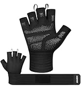 HOZMOZ Weight Lifting Gloves with Wrist Support, Gym Workout Gloves for Men Women, Full Palm 6mm ...