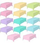 BCCSNNM 14 Pack Pastel Table Cloths for Parties,Pastel Disposable Plastic Rainbow Tablecloth Rect...