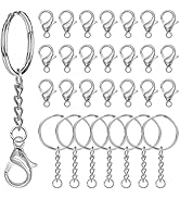 120pcs Keychain Rings with Chain Set for Jewelry Making,60pcs Split Key Rings with Chain and Jump...