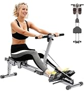 Home Folding Rowing Machine,Indoor Fitness Hydraulic Rowing Machine,300LBS Weight Capacity with 1...
