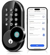 TEEHO TE342 Fingerprint Smart Keyless Entry Door Lock with Keypad, Bluetooth App Remote Control -...