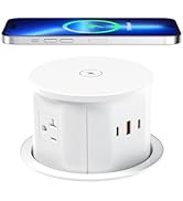 ANNQUAN 20 Amp Pop Up Countertop Outlet with 15W Wireless Charger,Max 65W Power Delivery,4.75" Po...